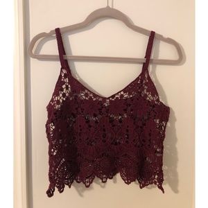 Red lace tank top